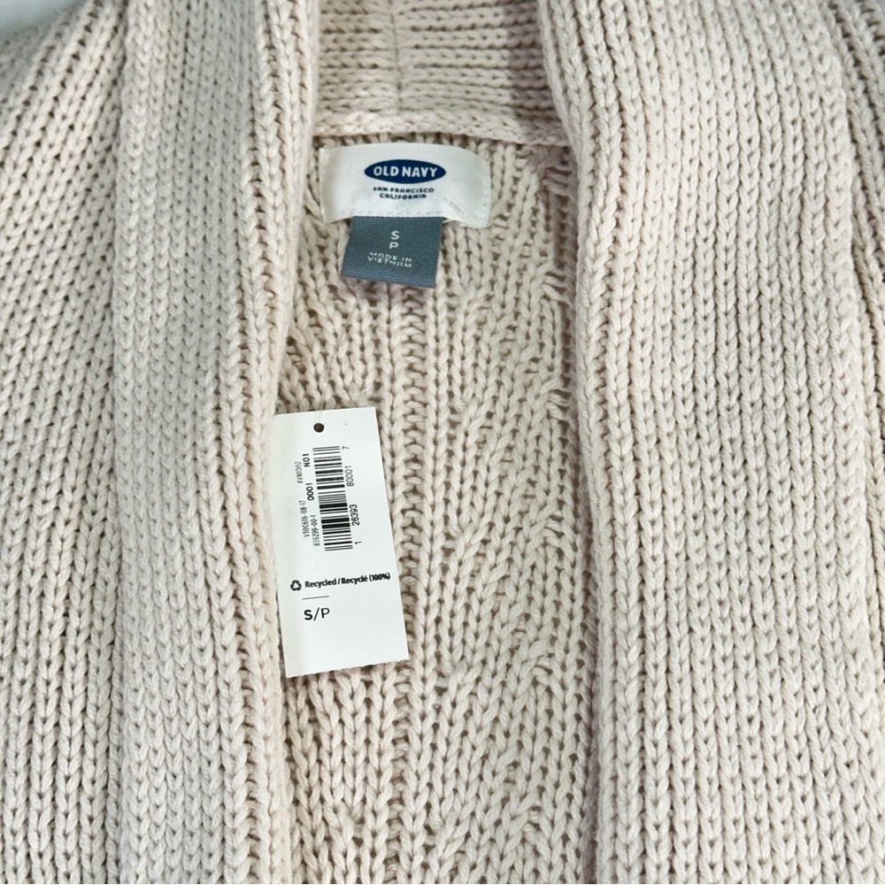 Old Navy cozy chunky knit open front longline cable cardigan sweater S latte - Picture 4 of 9